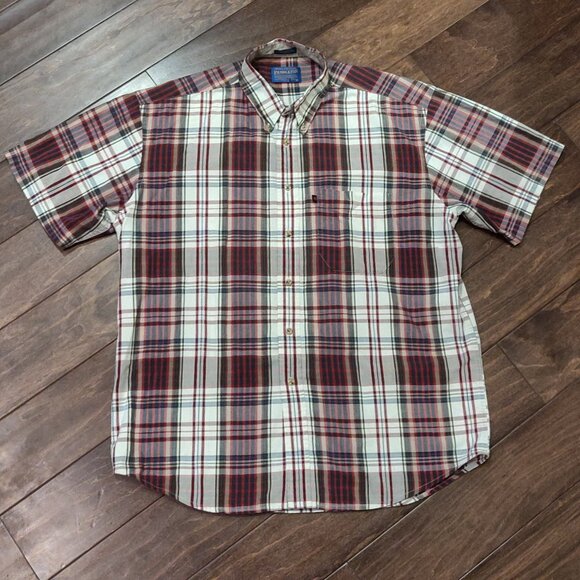 Pendleton Men's Short Sleeve Button Down Plaid Shirt SIZE LARGE - Picture 4 of 6